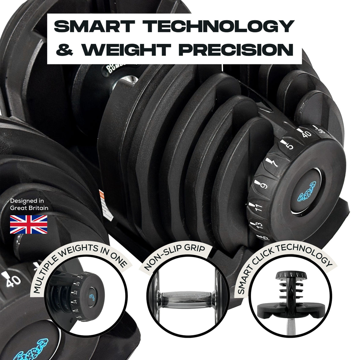 SmartBells® 40kg Adjustable Dumbbells